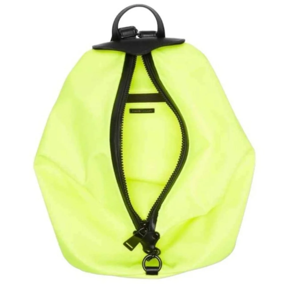 NEW NWT Rebecca Minkoff Julian Jumbo Zipped Nylon Backpack in Neon Yellow
